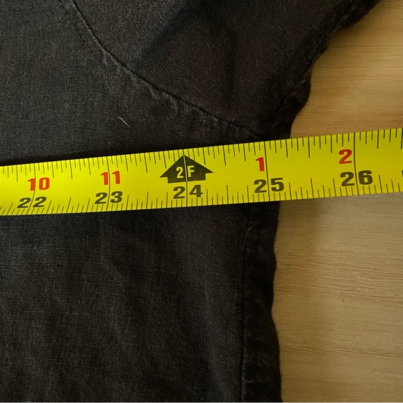 Sunday Morning Vivian Loungewear Lagenlook Button-Up Shirt 100% Linen Charcoal - Picture 8 of 11